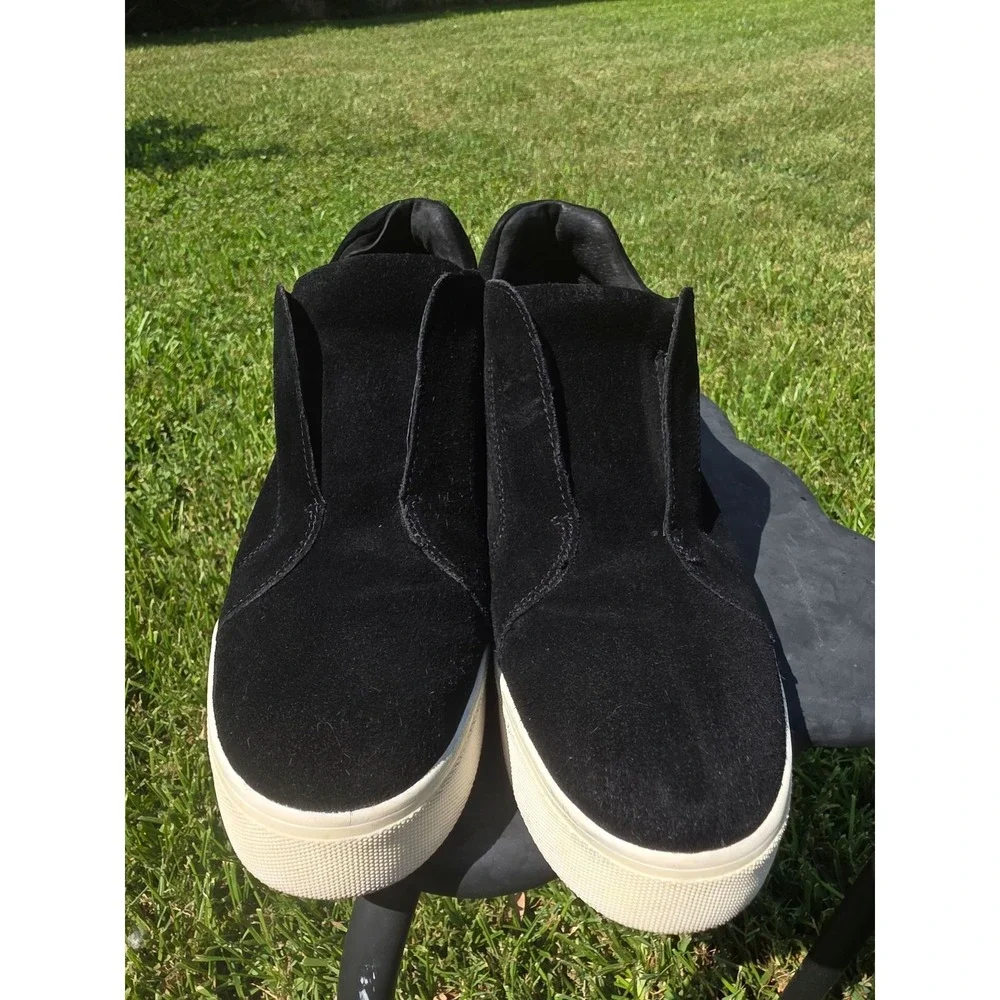 J/Slides Starr Women's Black Suede Hidden Wedge Slip On Sneakers